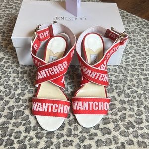 Jimmy Choo “ I want choo” strapy heels